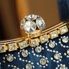 Fashion Commuter Denim Hand-Held Women'S Bag Trend Diamond-Encrusted Women'S Shoulder Messenger Bag Clip Bag