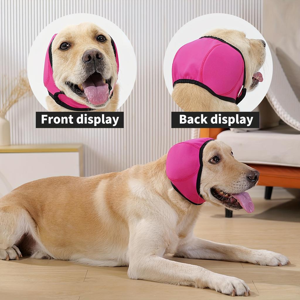 Noise Cancelling Dog Ear Wrap Anti-Anxiety Head Cover for Small Medium Large Dog,Ear Protection Cap with Adjustable Strap Design