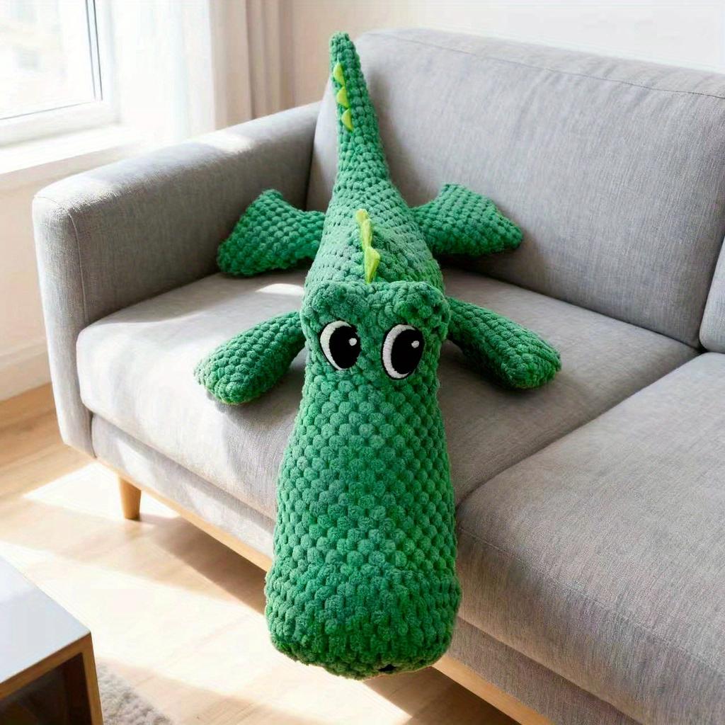 1pc Dog Plush Squeaky Toy, Realistic Crocodile, Soft and Odorless, Double-Layer Fabric Chew Toy, Safe Teething, Squeaking