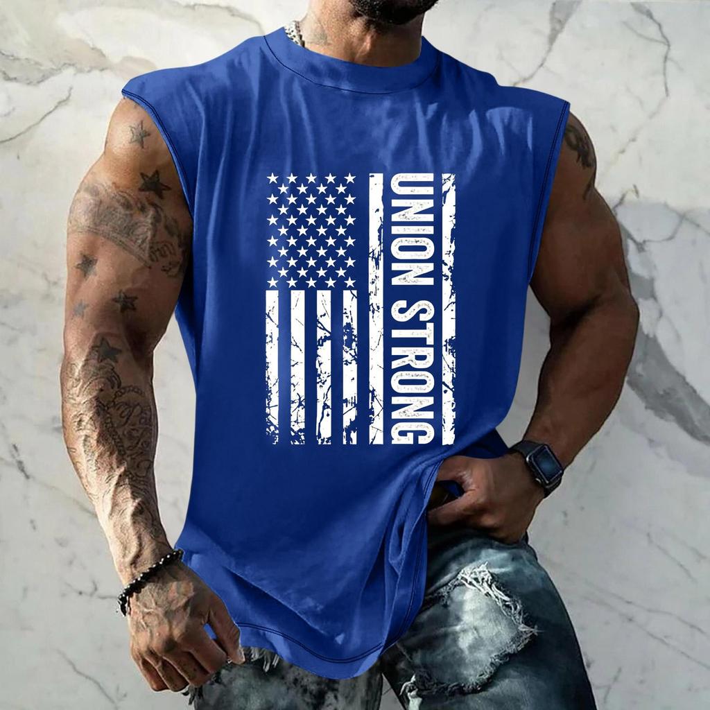 Men Sleeveless Tank Top Loose Fit Casual Workout Muscle Shirt Printed Graphic Design Lightweight Summer Athletic Vest