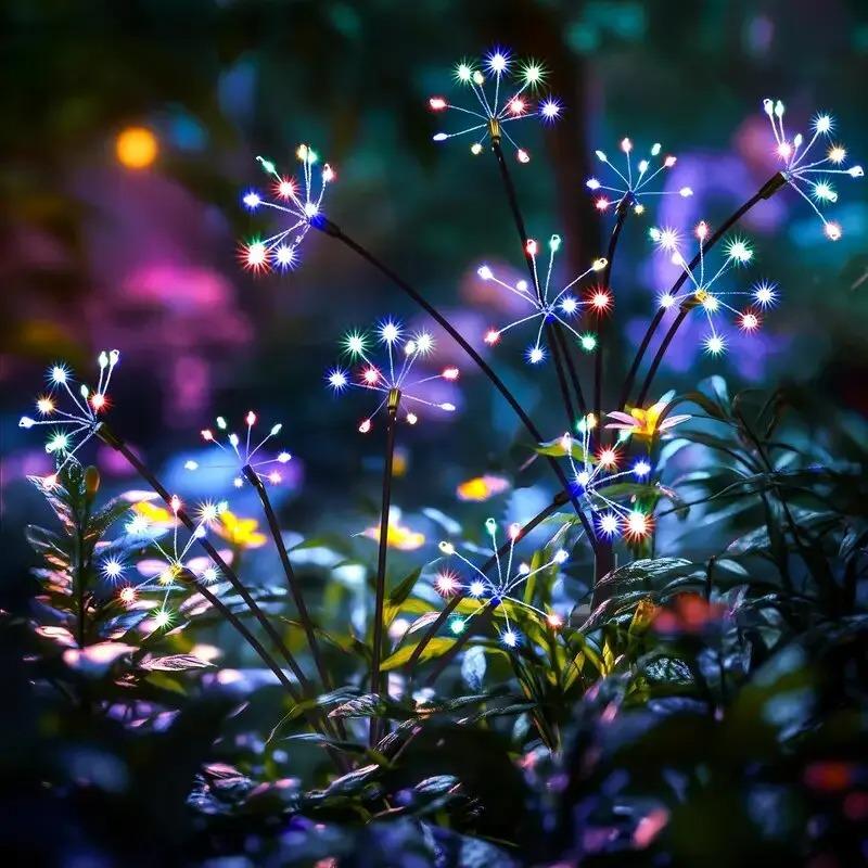 1PC Solar LED Floral Firework Garden Lights Outdoor Waterproof Lawn Lamp,Landscape Lighting For Yard,Terrace,Balcony,Path,Park
