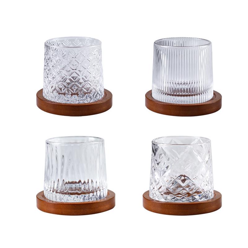 Creative rotating whiskey glass thickened personality tumbler glass wine glass foreign wine beer decompression cup
