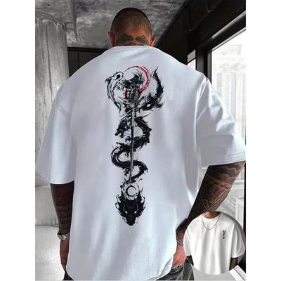 Creative Front and Back Print Round Neck T-Shirt, Summer Fashion Short Sleeve Top for Casual Daily Style Essential Outing Gift Choice