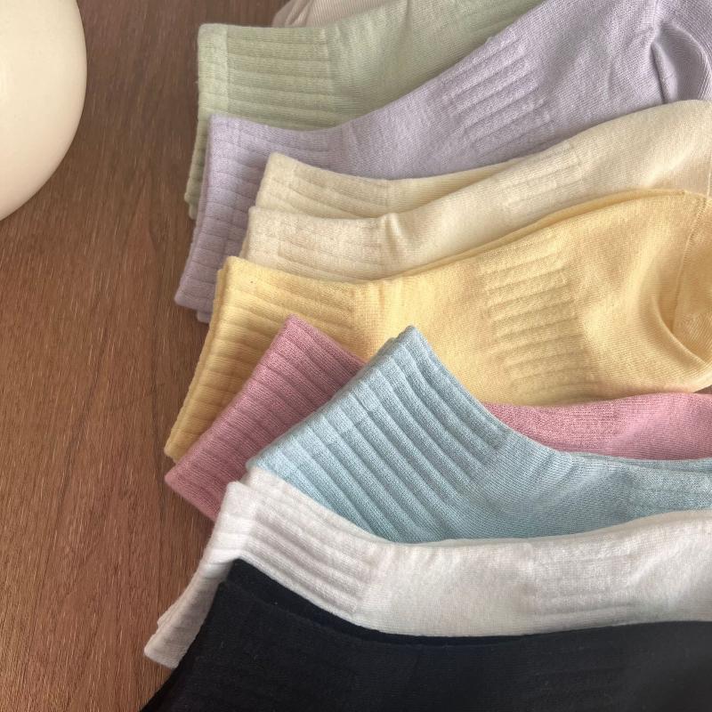 5 Pairs Cream Style Short Socks for Women Breathable Sweat-absorbent Sports Socks Japanese Candy Color Girl Ankle Socks