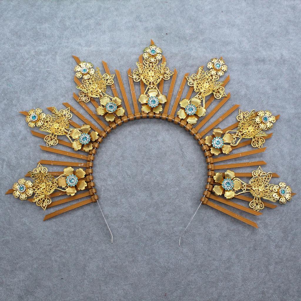 Lolita Gothic Flower Halo Crown Headpiece Women Sun Goddess Baroque Angel Butterfly Cross Crown Headband Finished Product