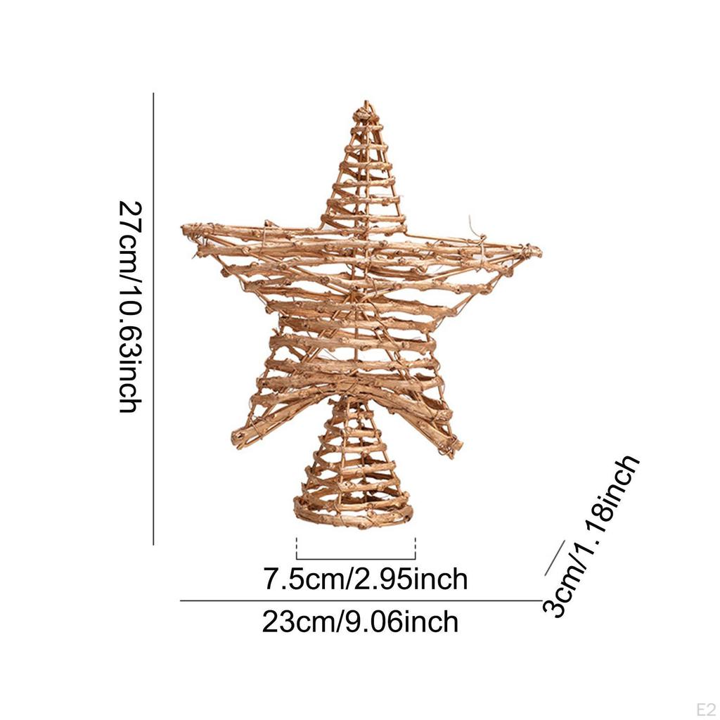 Vánoční hvězda na špičku stromku, Hvězda na špičku vánočního stromku, Železná a ratanová vánoční ozdoba na špičku pro párty bar,