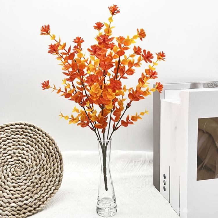 Set of 12 Artificial Fall Leaf Branches for Table Arrangements Long Eucalyptuses Stems Home Decoration Party Accessory