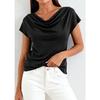 Summer New Women's Short-sleeved T-shirt Fashionable and Versatile Swing Collar Pullover Top