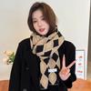 New Knitted Wool Double Sided Scarf for Girls in Autumn and Winter Versatile Scarf  Thick and Warm  Korean Style  Simple and Fashionable