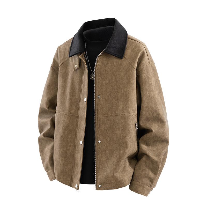 New Spring and Autumn Large-size Jacket for Men's PU Leather Jacket for Men's Color Lapel Plus Fat and Enlarged