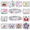 Purple Zircon Heart Butterfly Flowers Bow Cherry Crystal Italian Charm Link Fit 9mm Stainless Steel Bracelet DIY Making Gifts