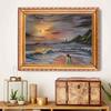 5D DIY Diamond Painting Little Girl Sunset At Sea Full Round Diamond Embroidery