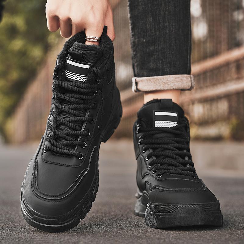 Outdoor Men Ankle Boots Winter Plush Warm Snow Boots Non-slip Cotton Boots Lightweight Work Boots Sneakers Climbing Hiking Shoes