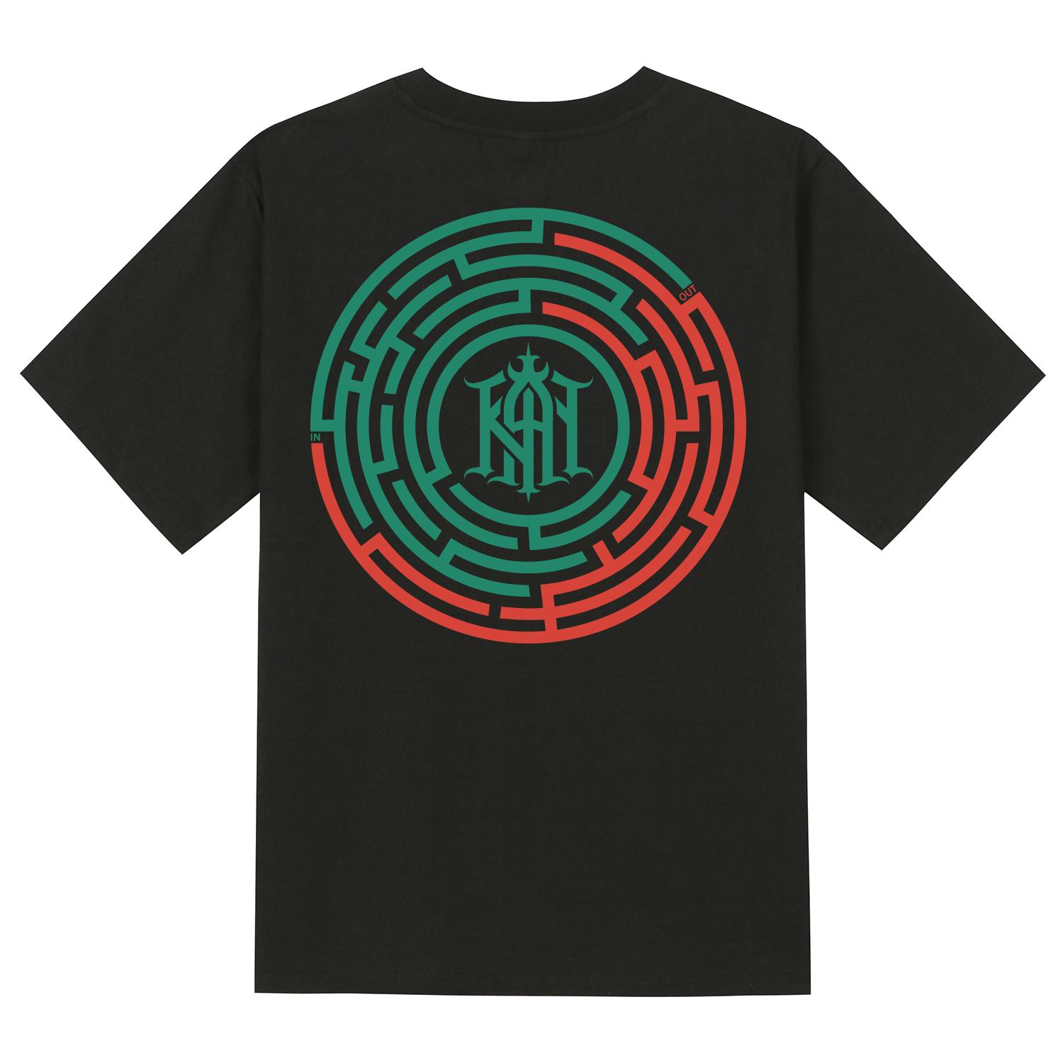 Khan 6312 Ktb0015 Pan S Labyrinth Short Sleeve T-Shirt - Black Black/L