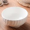Chaozhou White Porcelain Embossed Rice & Salad Bowls, Pure White, Multi-size Options for Eating and Serving