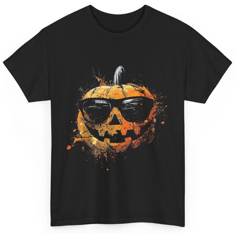 Pumpkin Costume Halloween Scary Sunglasses Art Pumpkin T Shirt S