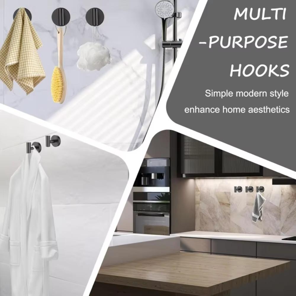 2PCS Stainless Steel Suction Cup Hooks Waterproof Detachable Drill-free Hooks Reusable Punch-Free Robe Hangers Living Room
