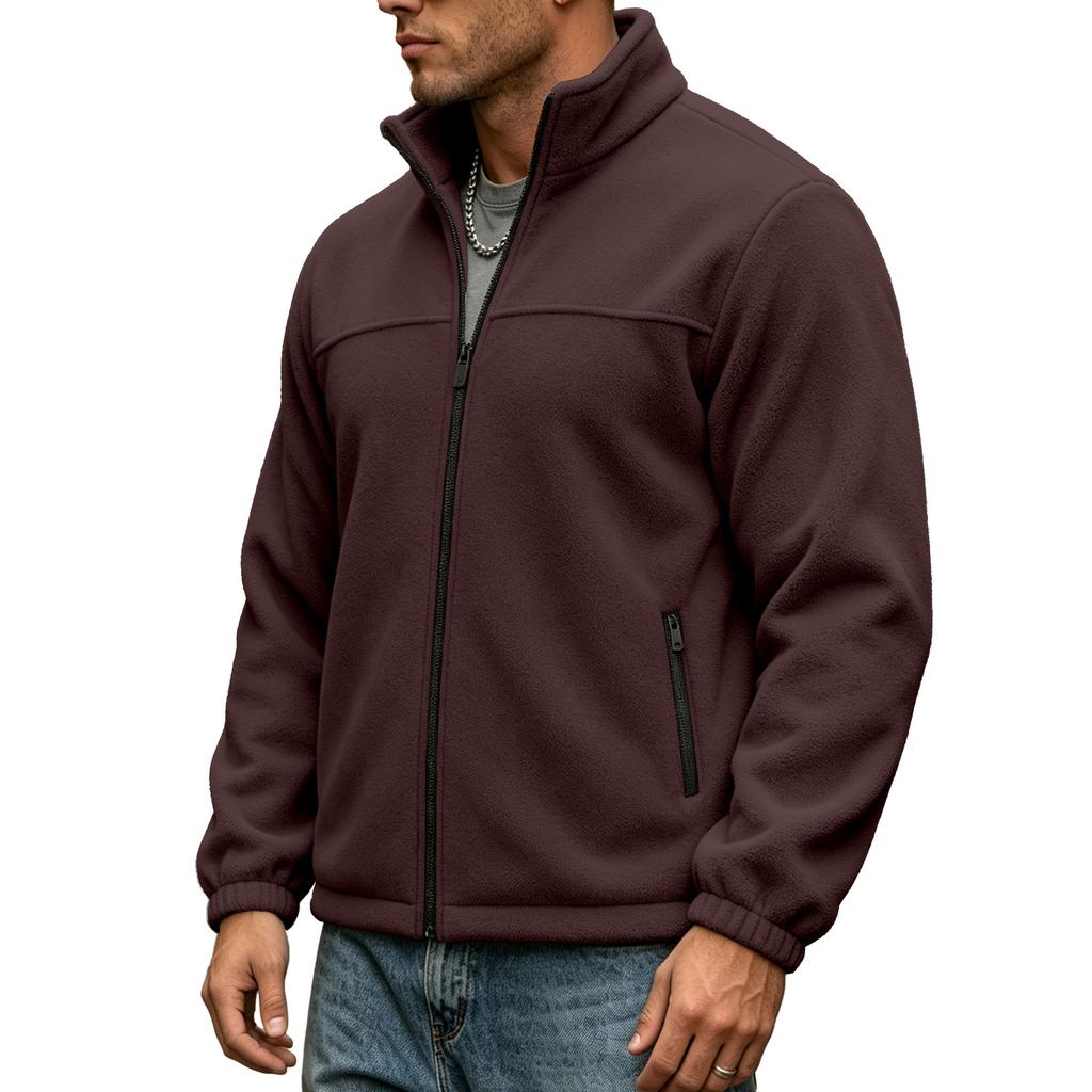 Men S Casual Fleece Lined Stand Collar Zip Up Sweatshirt