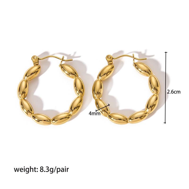 High-End 18K Gold Circle Earrings - Stainless Steel Women's Versatile Titanium Design