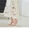 Summer Butterfly Flower Print A-Line High Waist Pleated Skirt