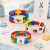 Autism Awareness Puzzle Bracelet, Colorful Elastic Wristband for Women Men, Waterproof Comfort Daily Charity Support Gift