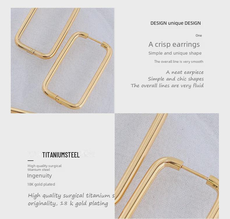 Exquisite Titanium Steel 18K Gold Niche Design Fashion Earrings