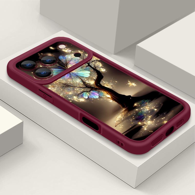 Shining Fantasy Tree Butterfly Case For iPhone 17 Pro Max Shockproof Silicone Bumper Cover For iPhone 16 Pro Max Funda iPhone 15 14 13 12 11 16E