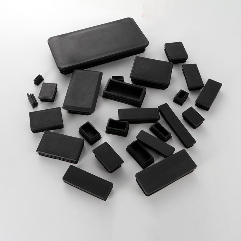 Rechthoekige Buis Dop Inzetstukken Zwart Plastic Afsluitdoppen 10x15mm-60x100mm Meubels Tafels Stoelen Voetdoppen
