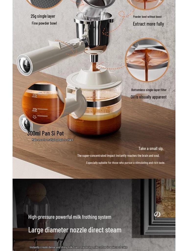 Retro Włoski Ekspres do Espresso ze Spieniaczem do Mleka - Półautomatyczny, Idealny do Użytku Domowego