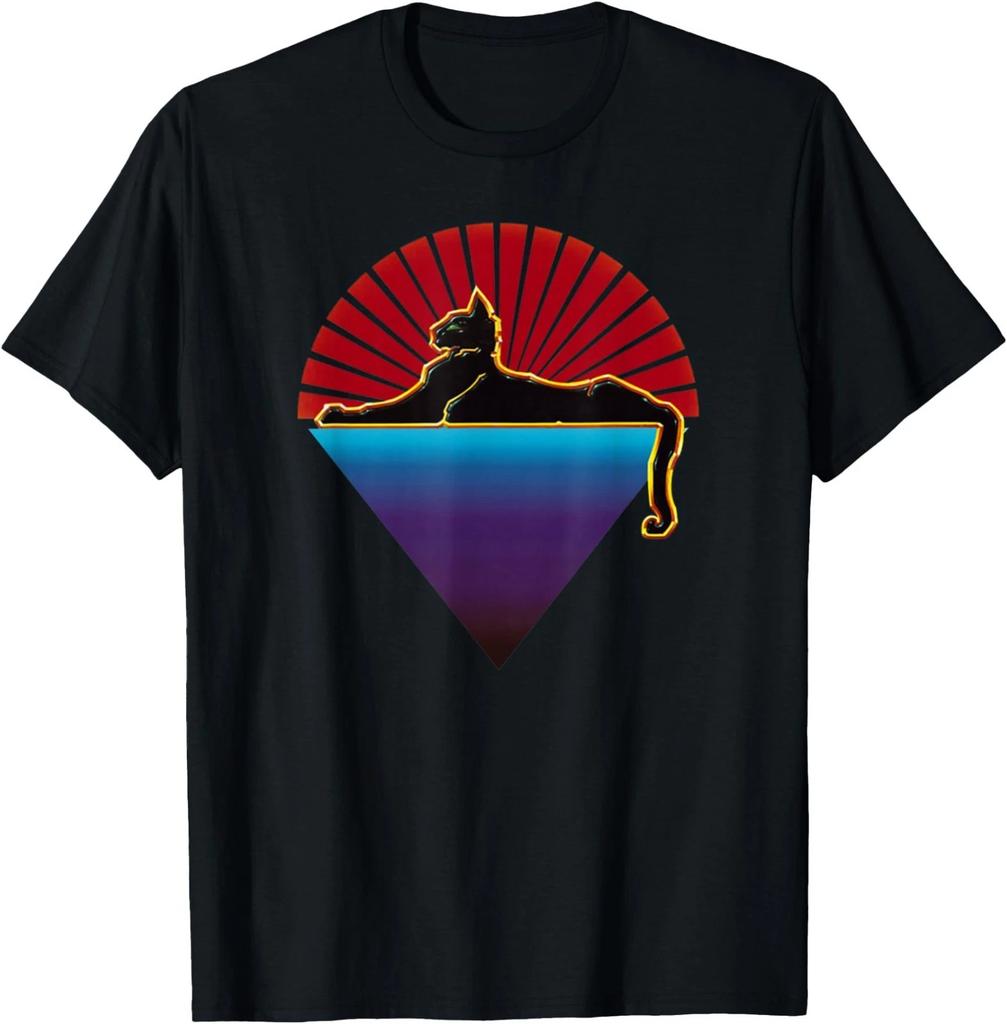 Retro Vintage Black Cat Under The Stars T-Shirt