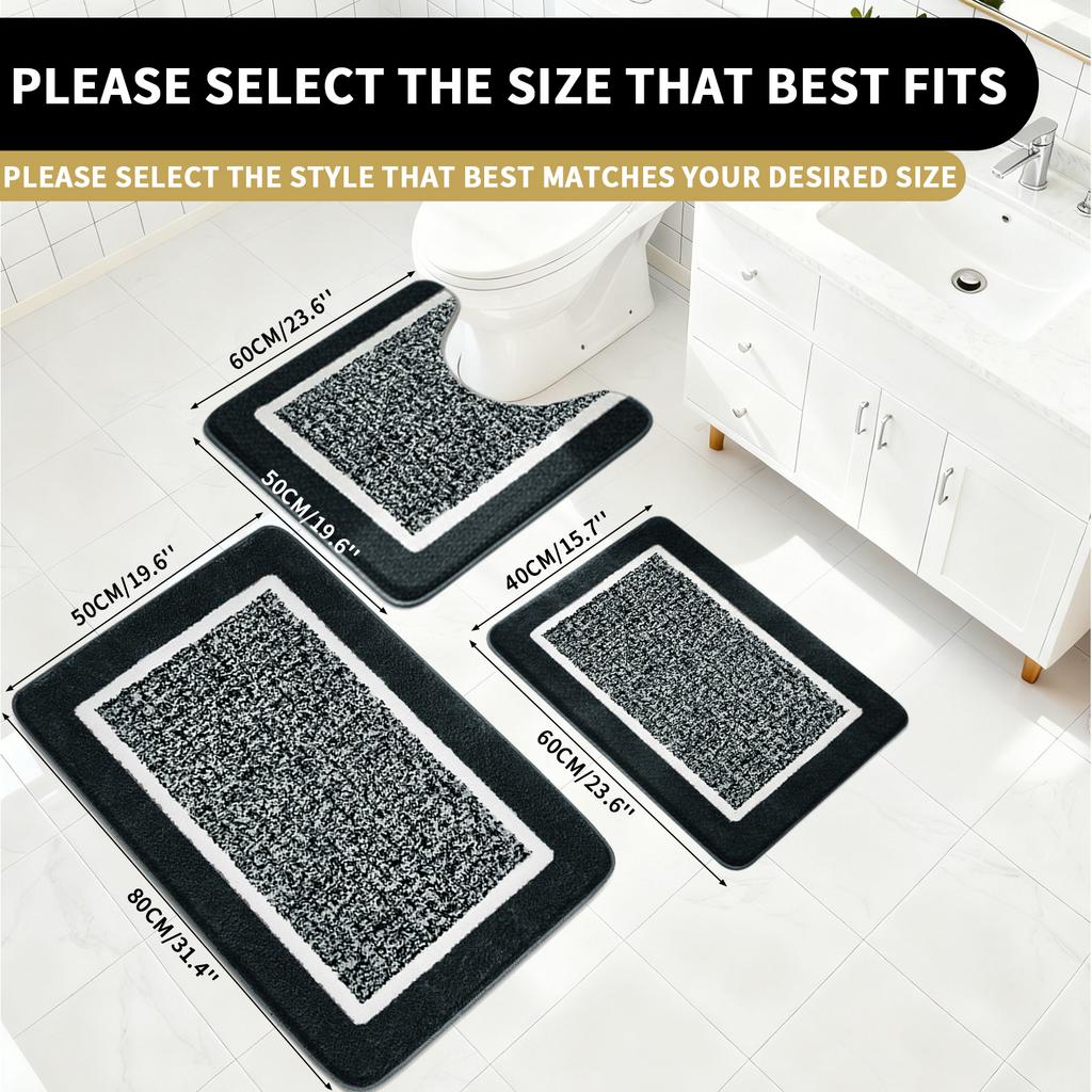 Microfiber Bathroom Closestool Carpet Waterproof Non-slip Quick Drying Machine Washable TPR Backing Medium Velvet Toilet Mats