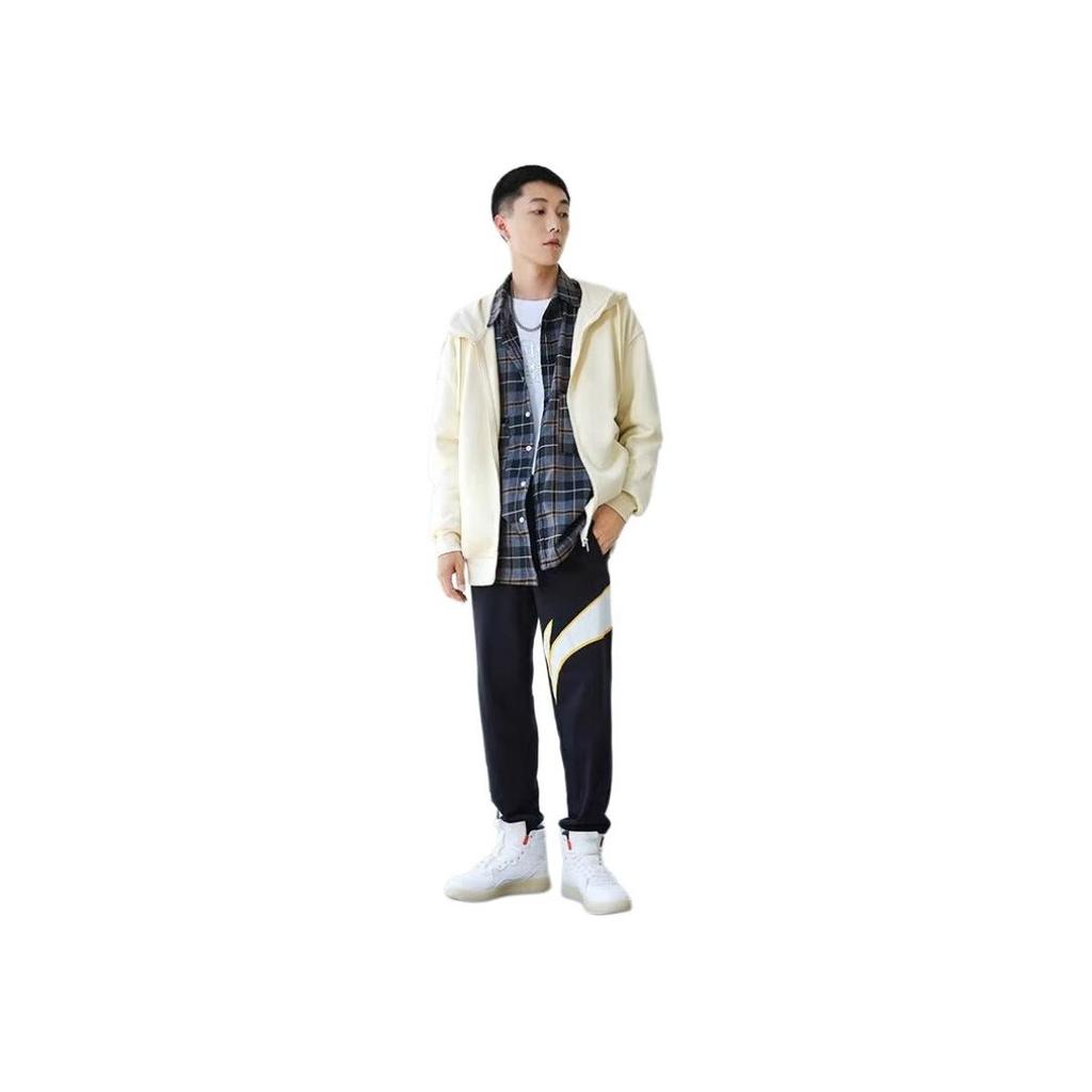 Li Ning Sports Fashion Series Loose Fleece Comfortable Casual Pants Men bottoms Black YKLU335-1
