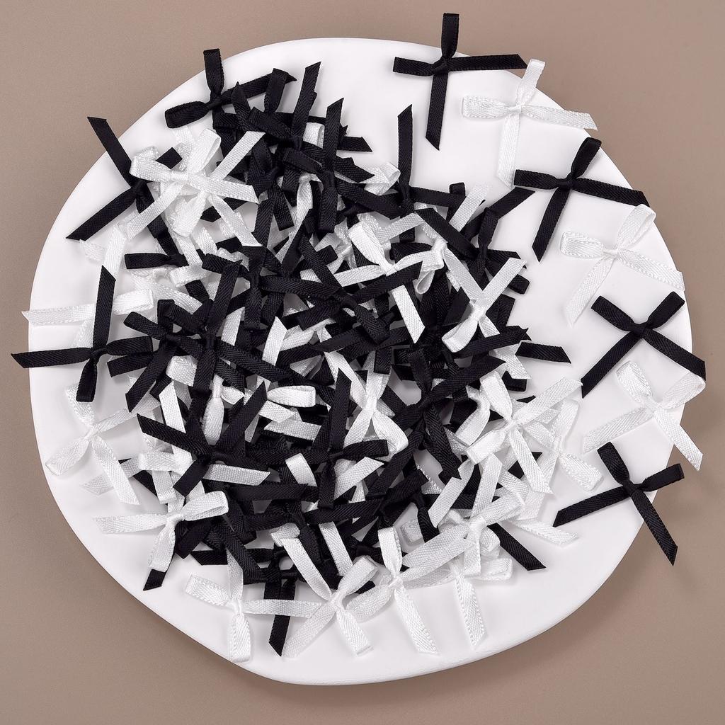 100Pcs 3mm Ribbons Mini Satin Ribbons Flowers Bows Ties DIY Craft Scrapbooking Embellishment Accessories Christmas Decorations
