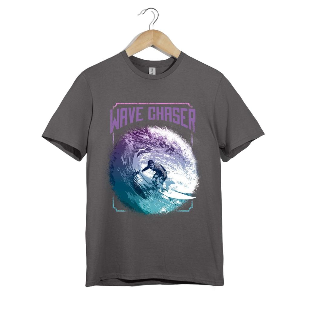 Men's Summer Tee Cotton Wave Chaser Surfing T-Shirt Unisex Ocean Graphic Tee Surfer Beach Vibes Retro