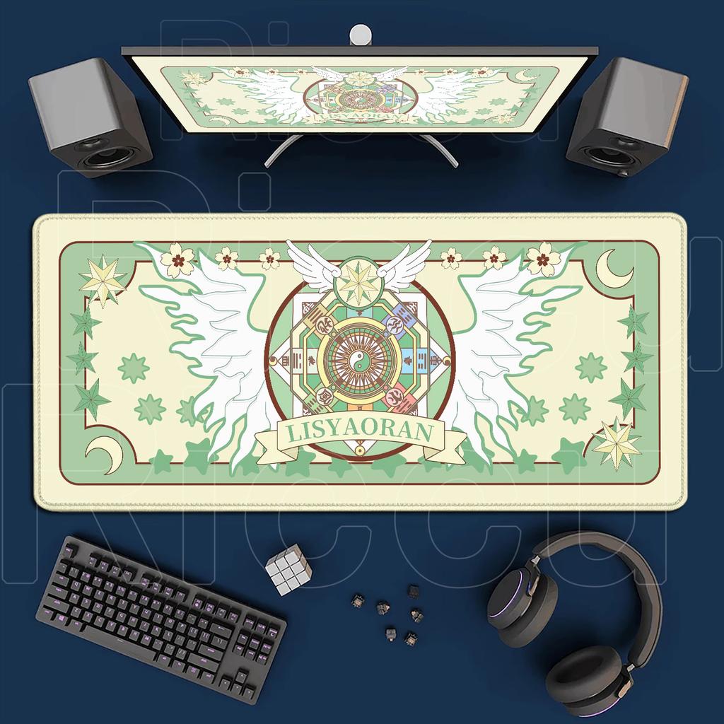 Kawaii Pink Deskmat Anime Card Captor Sakura Mousepad Xxl Office Carpet Large Gaming Accessories Laptop Computer Rubber Mice Pad
