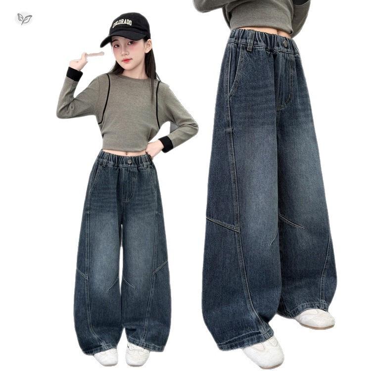 Trendige Mädchen Herbst 2026 Lockere Straight-Leg Bananenjeans für die Sekundarstufe