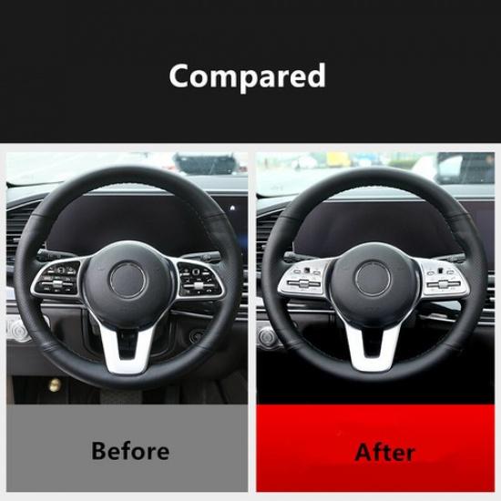 Silver Car Steering Wheel Button Frame Cover For Mercedes Benz A C E Class