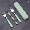 Stainless Steel Portable Student Tableware Outdoor Travel Lunch Box Spoon Fork Chopsticks Set With Storage Case Adult Gift
