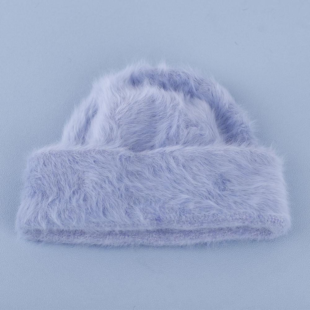 Rabbit hair Beanies hat for women autumn and winter plush cute head cap cold resistant warm furry hat