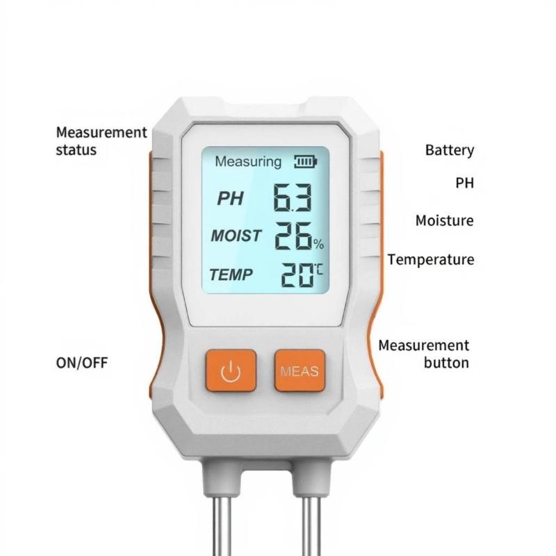 Easy To Use Soil Analysis for Acidbase Value Temperature and Humidity Measurement Featuring Digital Screen In Garden Home