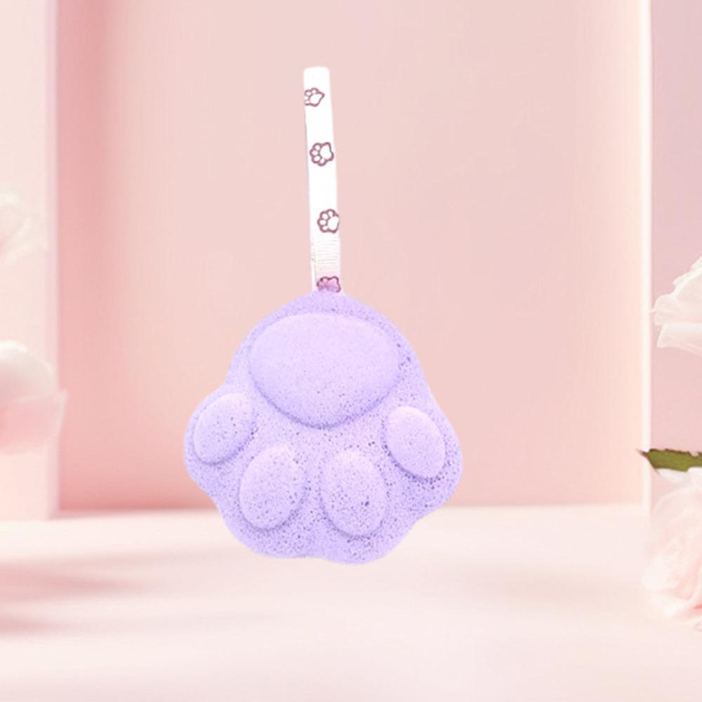 Tragbarer weicher Baby-Badeschwamm mit Hautschichtenentferner und Lanyard, Duschbälle in Katzenpfotenform, Baby-Gesichtswaschschwamm, Badezubehör