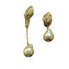 European Retro Baroque Glass Pearl Earrings with Asymmetrical Gold & Silver Studs