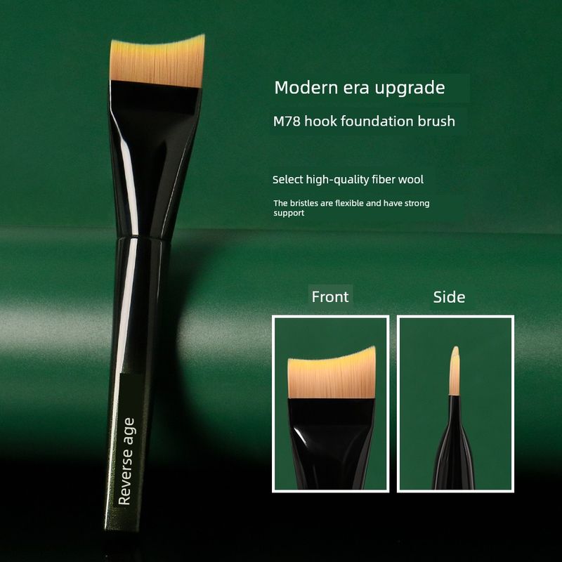 Powder Foundation Brush Flat Head Oblique Machete Ultra-Thin Seamless Not Easy to Smeared Makeup Sensitive Skin Applicable Powder Foundation Brush Man-made fiber M78 Check Mark Foundation Brush
