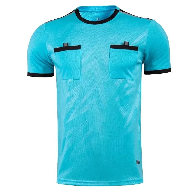 Uniforme Professionnel d'Arbitre Homme Maillots de Football Maillots Chemises Poches Chemise d'Équipe Manches Courtes Vêtements de Sport