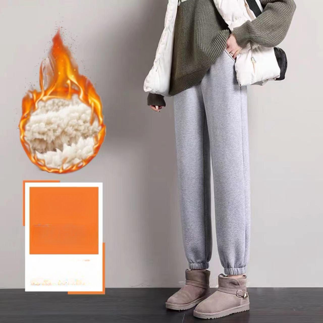 

Осенние и зимние женские свободные и плюшевые утолщенные спортивные брюки 3XL серый