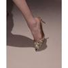 Really Excellent~ Good Temperament! Spring 2025 New Pointed Rhinestone Temperament Thin Heel Sexy Cool Slippers