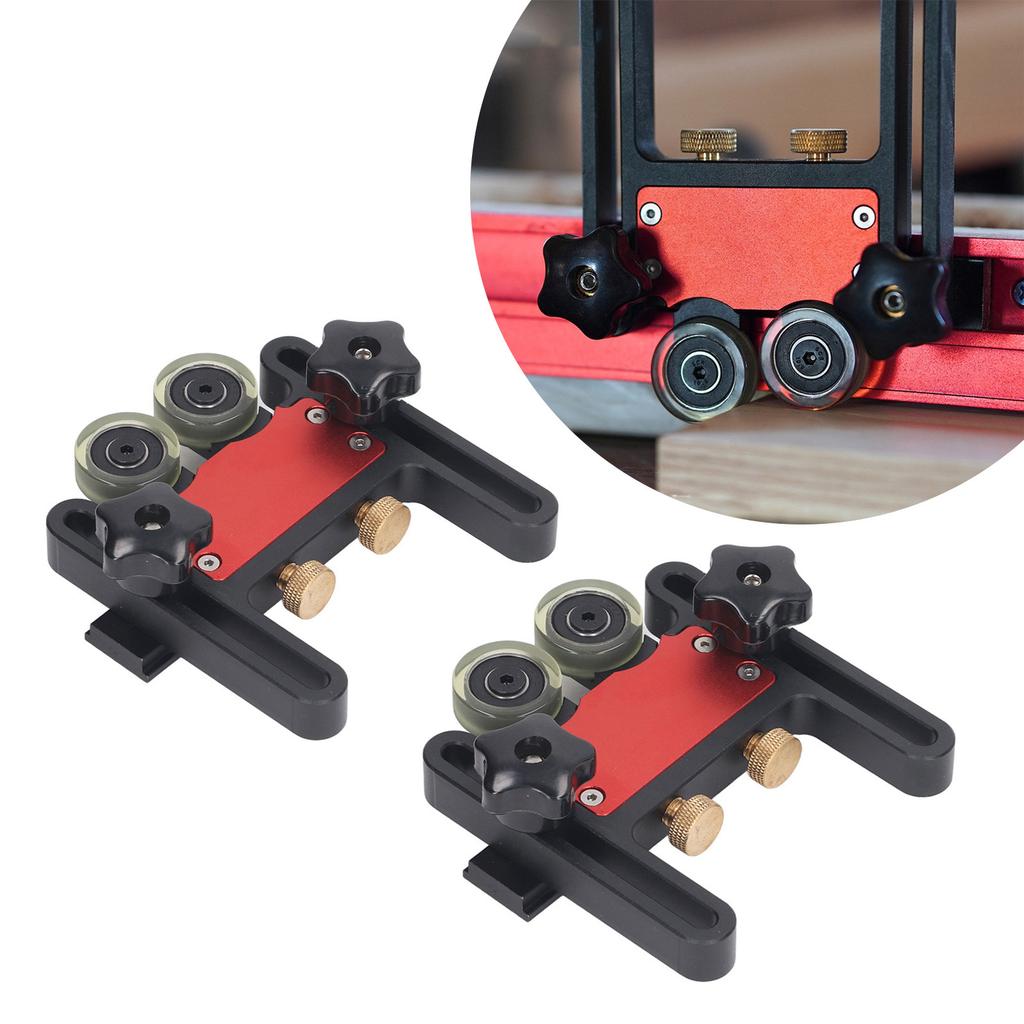 2Pcs Table Saw Feeder Aluminum Alloy 5mm Stroke Double Wheel Bearing Roller Featherboard for Woodwor