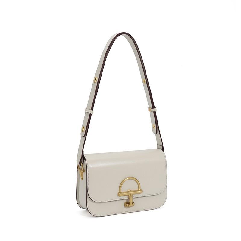 Vintage Brown Horseshoe Buckle Crossbody Bag Women 2026 Minimalist Office Shoulder Small Square Leather Handbag