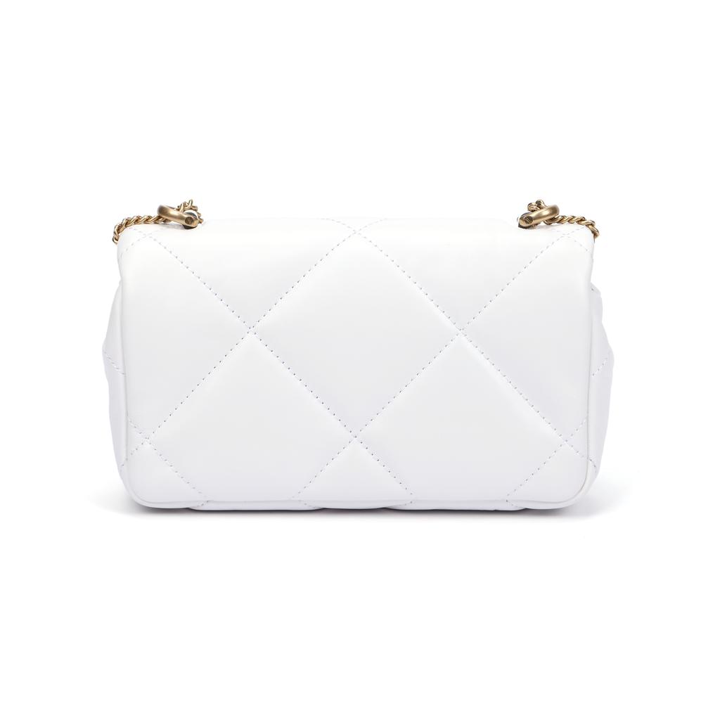 Tory Burch Kira Kette Umhängetasche Klappenverschluss Napa Leder Crossbody Mini Damen Taschen Weiß 154710-100
