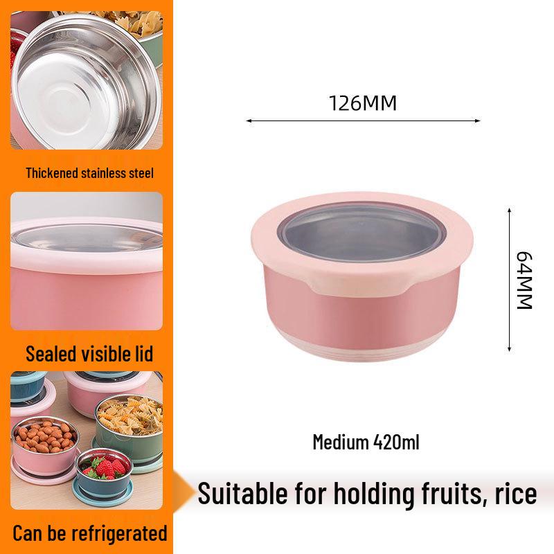 Stainless Steel Food-Grade Sealed Soup & Bento Bowl for Refrigerator